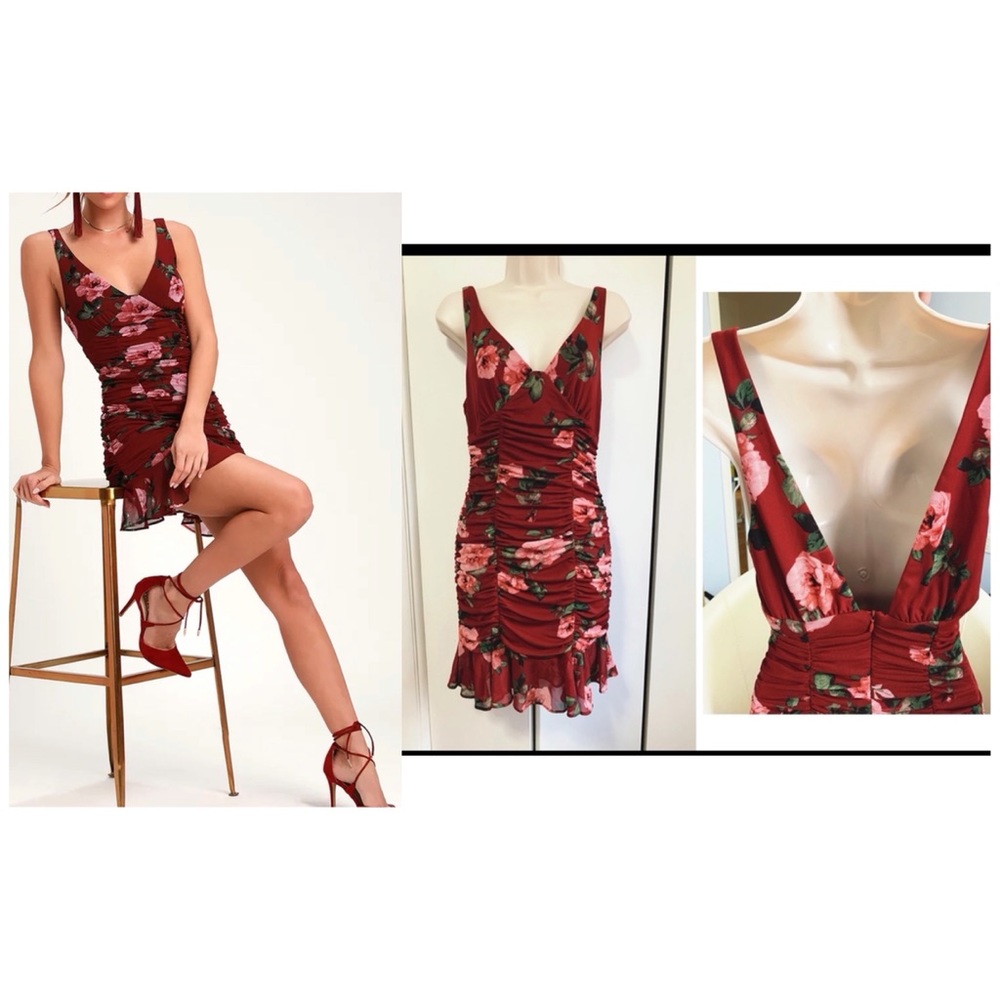 Floral Print Ruched Dress